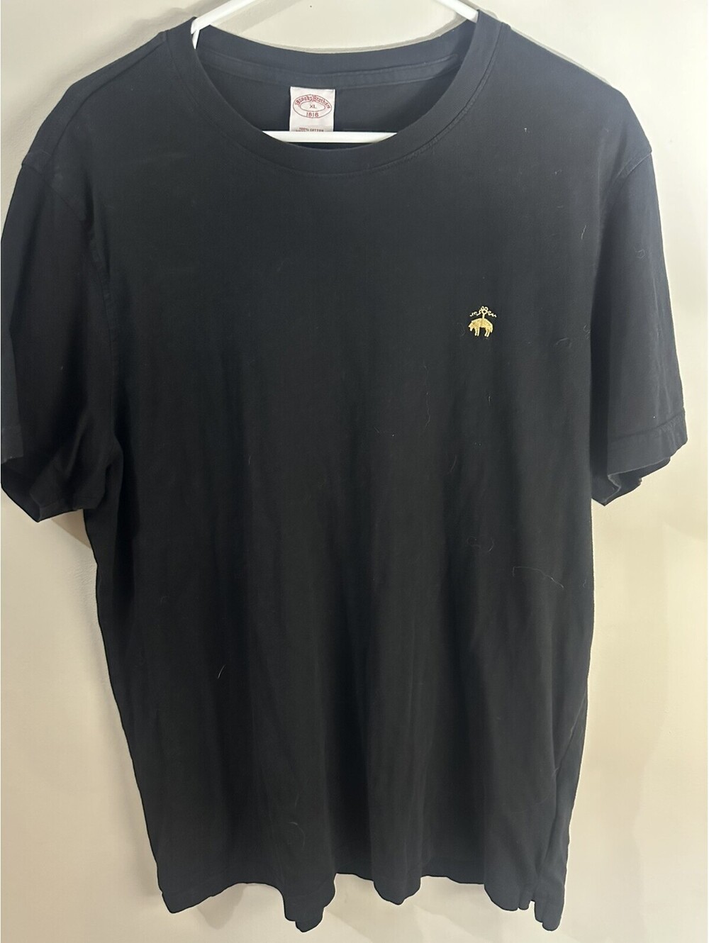 Men's XL Brooks Brothers 1818 Black Crew Neck Short Sleeve Knit T Shirt logo